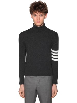Cashmere Knit Sweater W/4 Bar Detail Cashmere Knit Sweater W/4 Bar Detail
