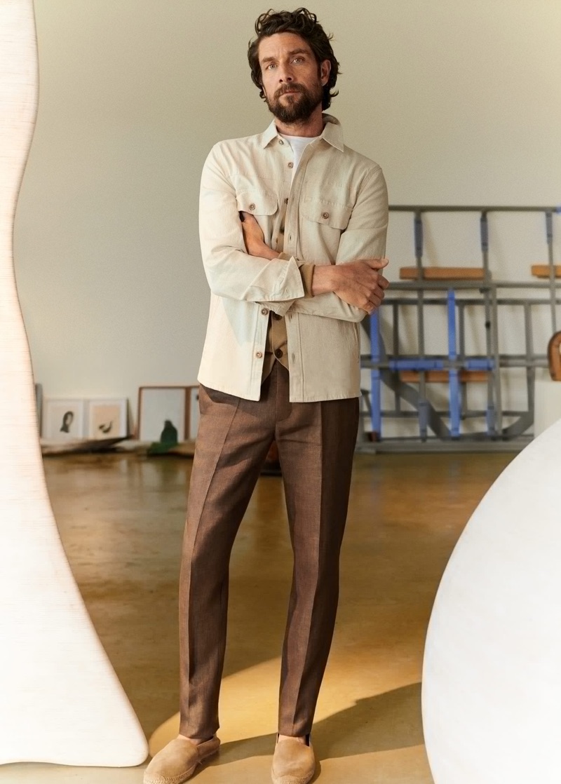 Cédric Bihr dons sleek neutrals from Mango Man.