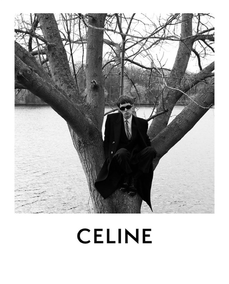 A cool vision, Tobias Vincentz stars in Celine's fall-winter 2019 men's campaign.