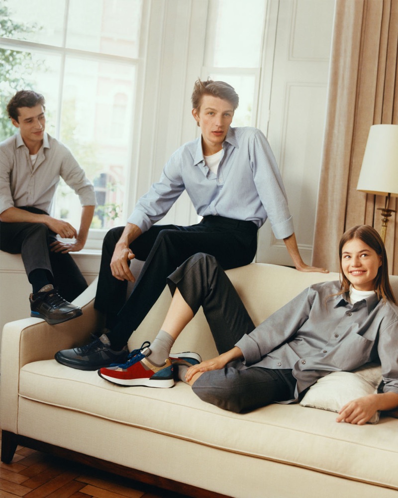 Retreating indoors, Adrien Sahores, Finnlay Davis, and Myrthe Bolt star in Church's fall-winter 2019 campaign.