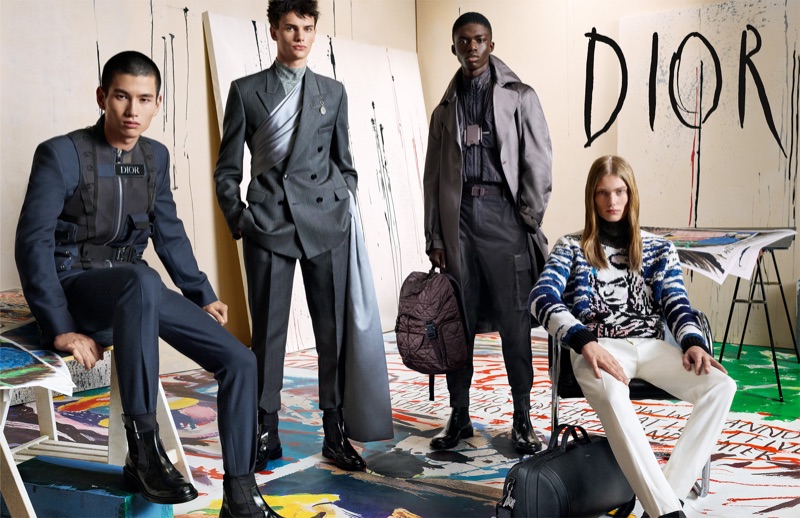 Kohei Takabatake, Guirec Murie, Jeremiah Berko Fourdjour, and Arno Dewit front Dior Men's fall-winter 2019 campaign.