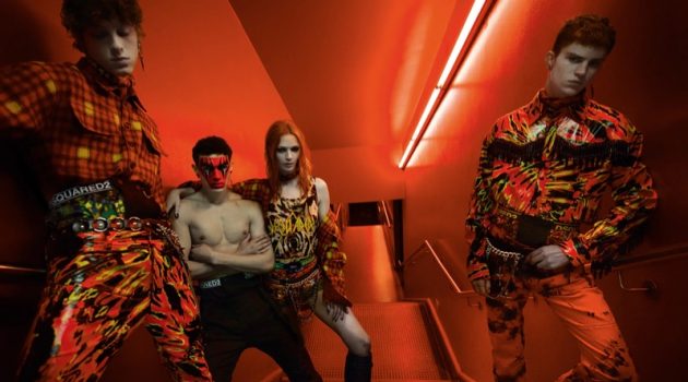Dsquared2 Channels Rock Attitude for Fall '19 Campaign Serge Sergeev, Noah Luis Brown, Mariacarla Boscono, and Andreas Wolf star in Dsquared2's fall-winter 2019 campaign.