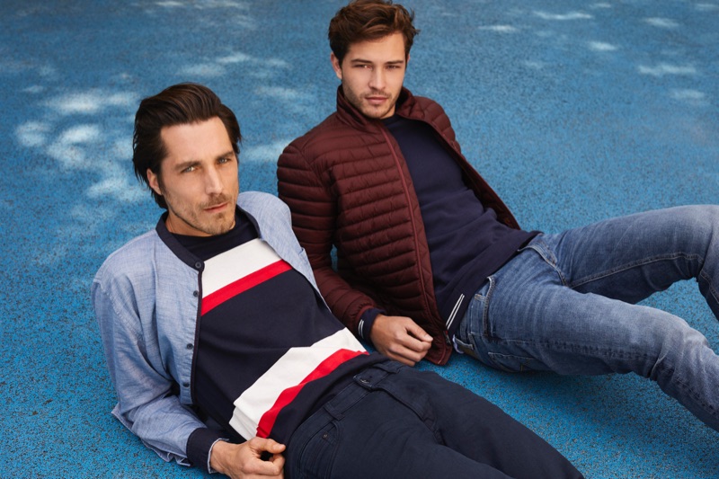 Guillaume Macé and Francisco Lachowski don casual fall 2019 look from Esprit.