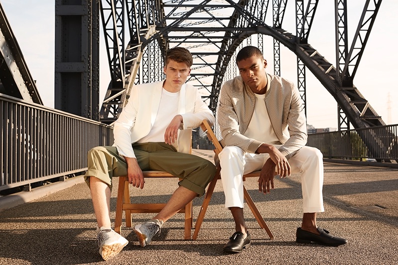 Left to Right: Leon wears jacket ZARA, t-shirt H&M, trousers Weekday, and sneakers EKN footwear. Eugon wears jacket Reserved, t-shirt H&M, trousers Weekday, and shoes ASOS.