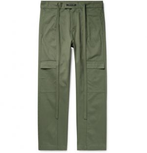 Fear of God - Belted Pleated Cotton-Twill Cargo Trousers - Men - Army green Fear of God - Belted Pleated Cotton-Twill Cargo Trousers - Men - Army green