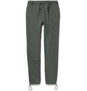 Fear of God - Slim-Fit Tapered Loopback Cotton-Jersey Sweatpants - Men - Gray green Fear of God - Slim-Fit Tapered Loopback Cotton-Jersey Sweatpants - Men - Gray green