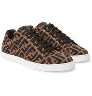 Fendi - Leather-Trimmed Logo-Jacquard Sneakers - Men - Brown Fendi - Leather-Trimmed Logo-Jacquard Sneakers - Men - Brown