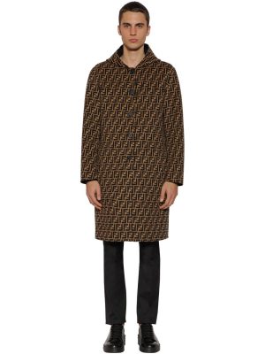 Ff All Over Reversible Hooded Wool Coat Ff All Over Reversible Hooded Wool Coat