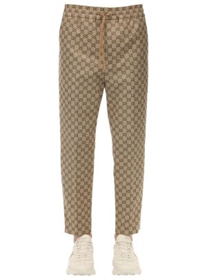 Gg Cotton Blend Canvas Jogging Pants Gg Cotton Blend Canvas Jogging Pants