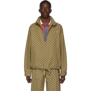 Gucci Beige GG Zip-Up Jacket Gucci Beige GG Zip-Up Jacket