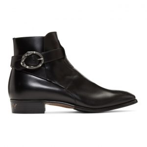 Gucci Black Side Buckle Guccy Plata Boots Gucci Black Side Buckle Guccy Plata Boots