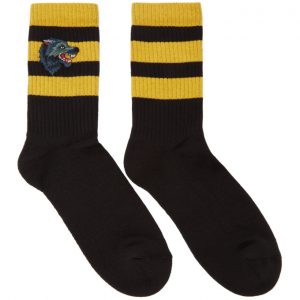 Gucci Black and Yellow Wolf Socks Gucci Black and Yellow Wolf Socks