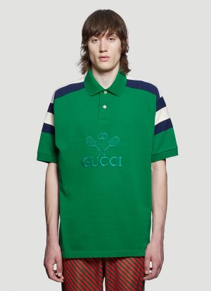 Gucci Embroidered Tennis Polo Shirt in Green size S Gucci Embroidered Tennis Polo Shirt in Green size S