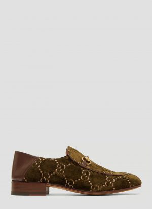 Gucci Horsebit GG Velvet Loafer in Khaki size UK - 09 Gucci Horsebit GG Velvet Loafer in Khaki size UK - 09