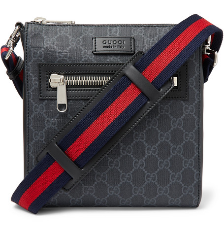 Gucci – Leather-Trimmed Monogrammed Coated-Canvas Messenger Bag – Men – Black | The Fashionisto