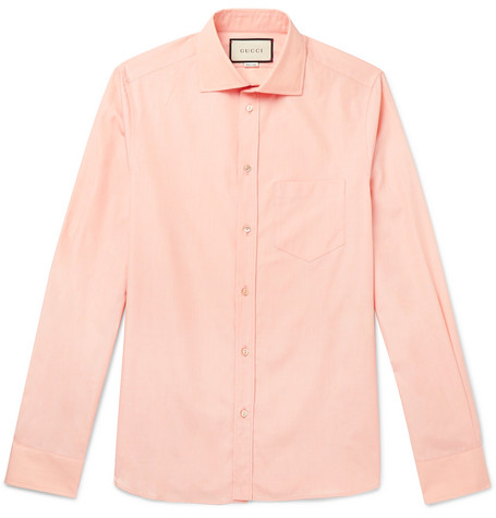 Gucci , Peach Cutaway,Collar Cotton,Poplin Shirt , Men , Peach