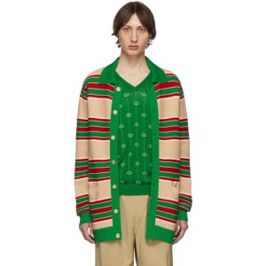 Gucci Reversible Multicolor Striped Cardigan Gucci Reversible Multicolor Striped Cardigan