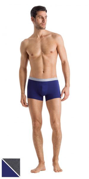 HANRO Cotton Essentials Boxer Briefs 2-Pack - Coal Mel Brill Blue S - HANRO Cotton Essentials Boxer Briefs 2-Pack - Coal Mel Brill Blue S -