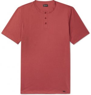 Hanro - Night & Day Cotton-Jersey Henley T-Shirt - Men - Red Hanro - Night & Day Cotton-Jersey Henley T-Shirt - Men - Red