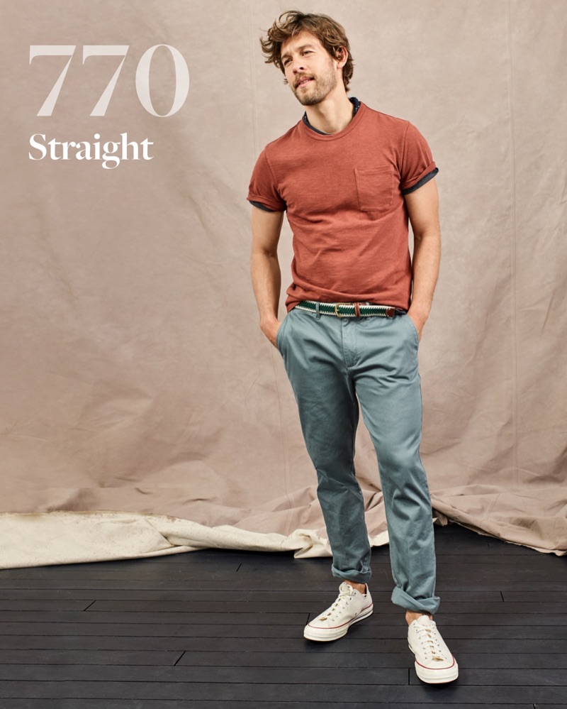 Josh Upshaw models J.Crew's 770 straight chino pants.