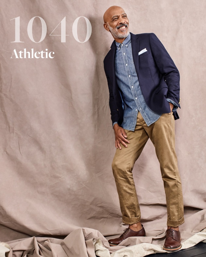 All smiles, Lono Brazil wears J.Crew's 1040 athletic chino pants.