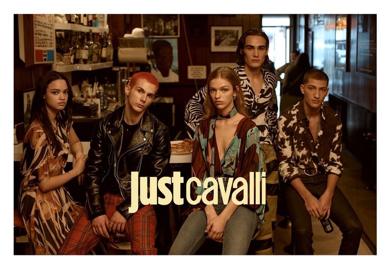 Avril Marion, Jacopo Olmo, Clare Crawford, Dakota, and Julian Cardona star in Just Cavalli's fall-winter 2019 campaign.