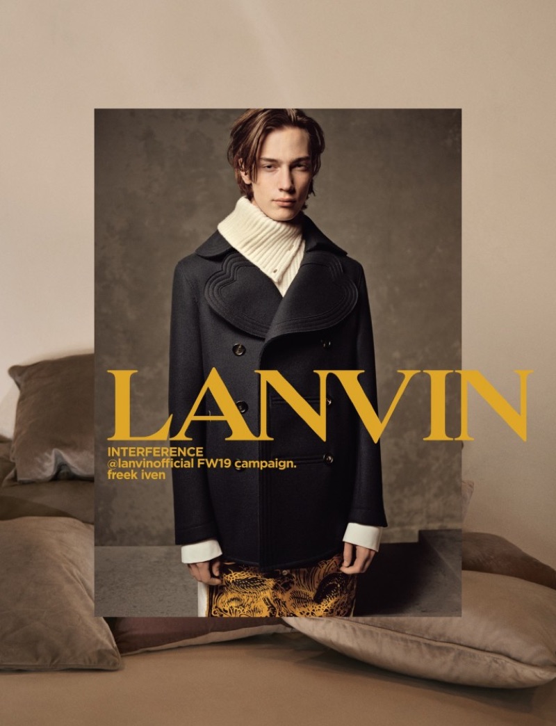 Model Freek Iven appears in Lanvin's fall-winter 2019 campaign.