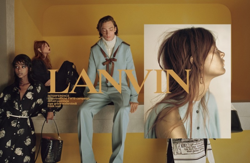 Dotain Yeshitela, Sara Grace Wallerstedt, and Freek Iven star in Lanvin's fall-winter 2019 campaign.