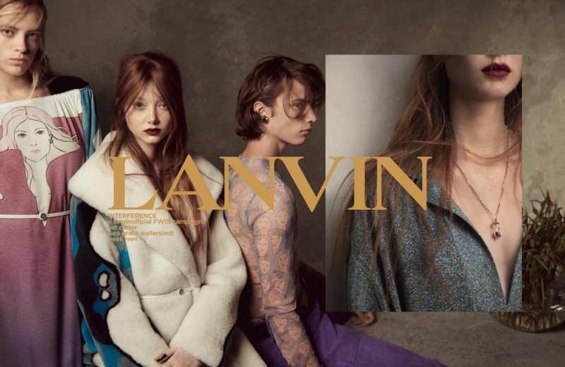 Lanvin taps Kat Carter, Sara Grace Wallerstedt, and Freek Iven as the stars of its fall-winter 2019 campaign.