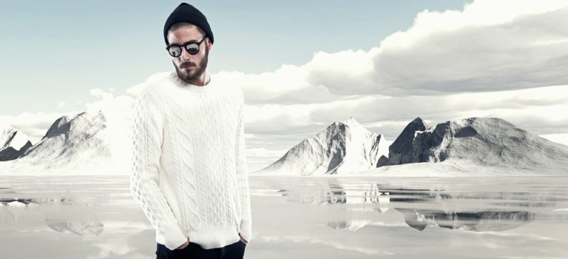 Man Winter Fashion White Cable-knit Sweater