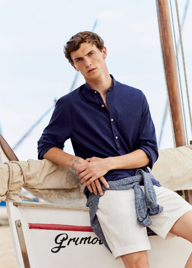 Luc Defont-Saviard wears smart summer style from Mango.