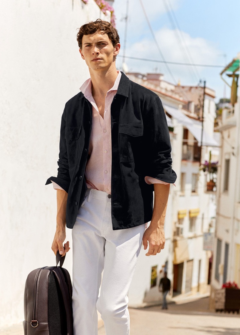 Front and center, Luc Defont-Saviard showcases the latest menswear from Mango.