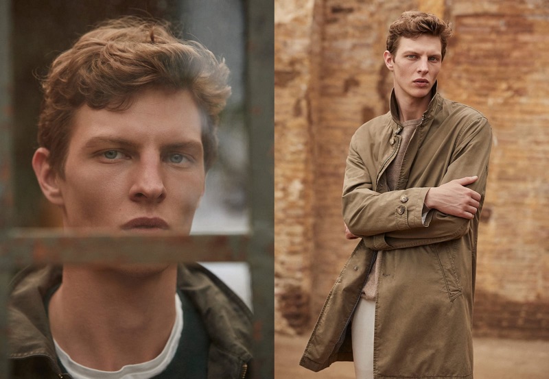 Top model Tim Schuhmacher stars in a menswear editorial for Massimo Dutti.