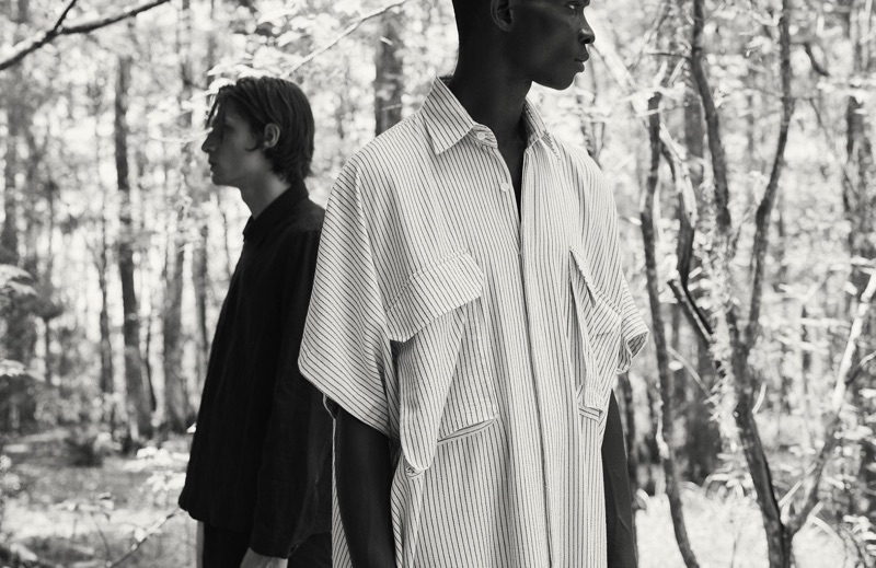 Left: Edoardo Sebastianelli wears a Marané shirt and shorts. Right: Fernando Cabral rocks a striped shirt by Marrakshi Life.