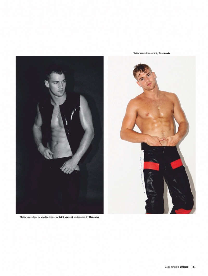 Matty Carrington stars in an editorial for Attitude magazine.