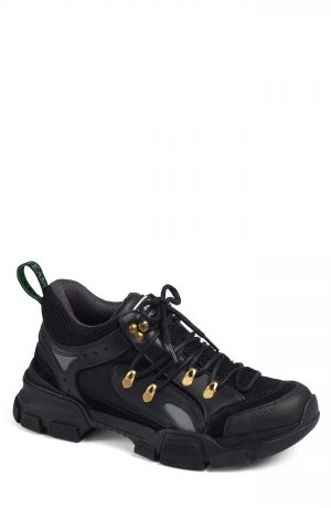 Men's Gucci Leather And Canvas Sneaker, Size 13US / 12UK - Black Men's Gucci Leather And Canvas Sneaker, Size 13US / 12UK - Black