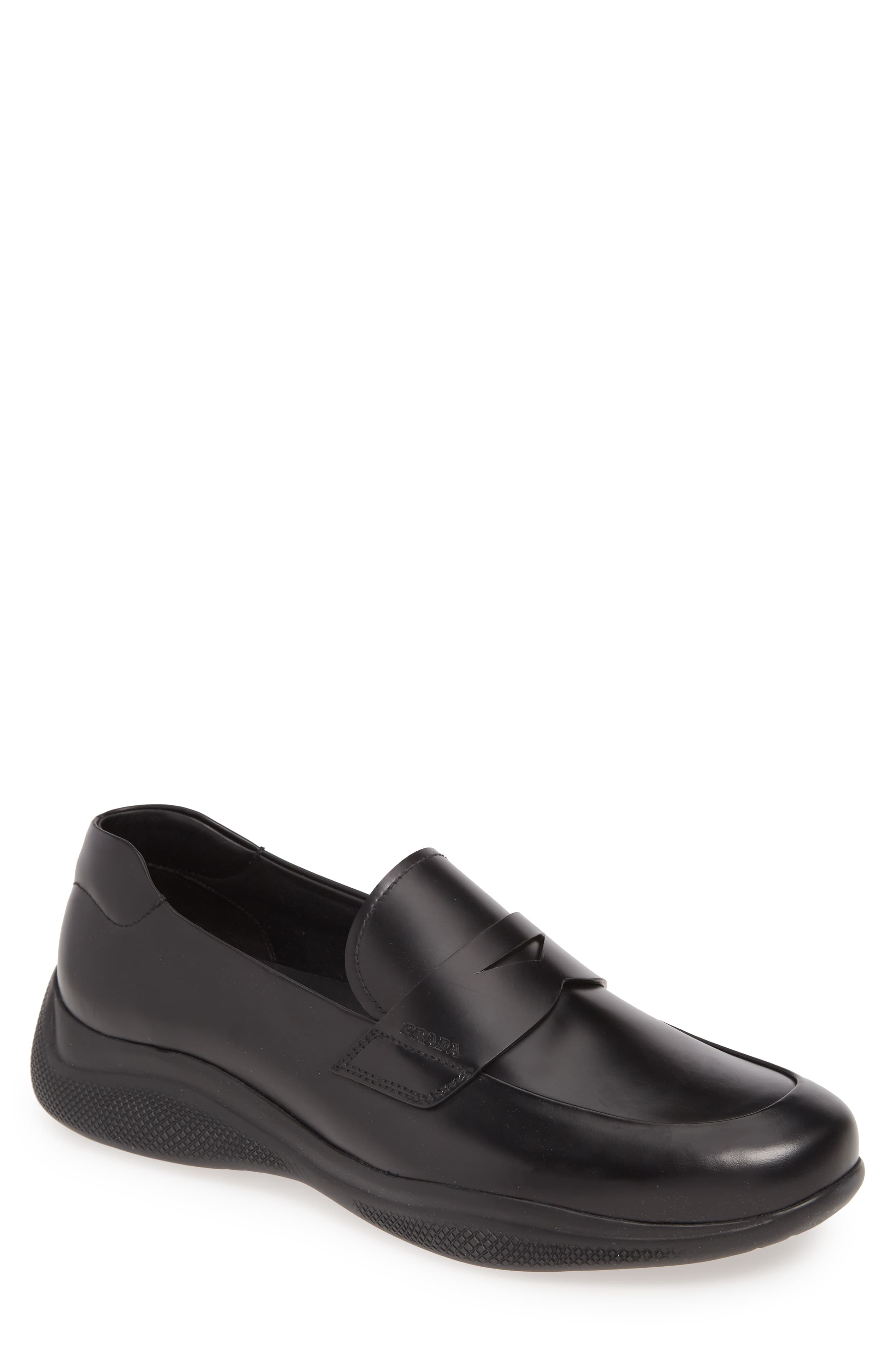 prada black loafers mens