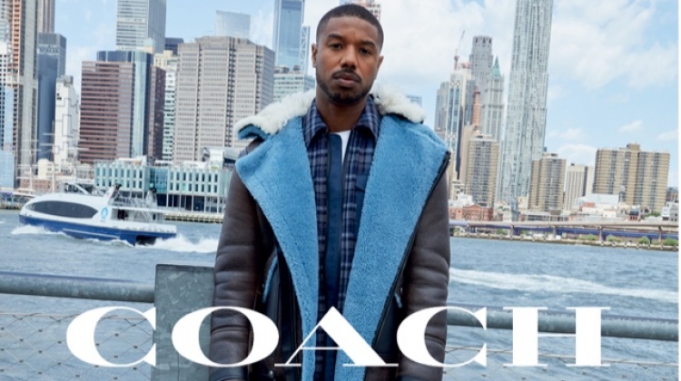 Starring in Coach's fall-winter 2019 men's campaign, Michael B. Jordan poses with The Rivington backpack.