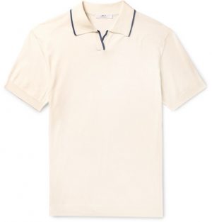 Mr P. - Contrast-Tipped Cotton Polo Shirt - Men - Ecru Mr P. - Contrast-Tipped Cotton Polo Shirt - Men - Ecru