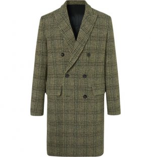 Mr P. - Double-Breasted Prince of Wales Checked Virgin Wool Overcoat - Men - Green Mr P. - Double-Breasted Prince of Wales Checked Virgin Wool Overcoat - Men - Green