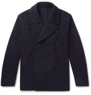 Mr P. - Double-Breasted Virgin Wool and Cashmere-Blend Bouclé Peacoat - Men - Navy Mr P. - Double-Breasted Virgin Wool and Cashmere-Blend Bouclé Peacoat - Men - Navy