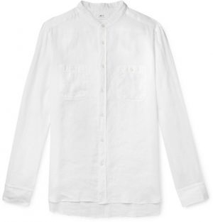 Mr P. - Grandad-Collar Linen Shirt - Men - White Mr P. - Grandad-Collar Linen Shirt - Men - White