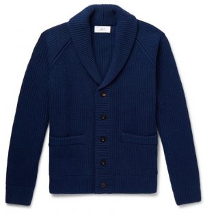Mr P. - Oversized Shawl-Collar Ribbed Wool and Cashmere-Blend Cardigan - Men - Navy Mr P. - Oversized Shawl-Collar Ribbed Wool and Cashmere-Blend Cardigan - Men - Navy