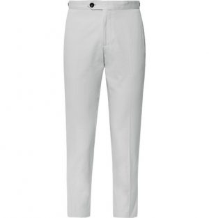 Mr P. - Slim-Fit Cotton-Twill Cropped Trousers - Men - Light gray Mr P. - Slim-Fit Cotton-Twill Cropped Trousers - Men - Light gray