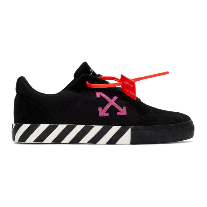 Off-White Black and Pink Low Vulcanized Sneakers | The Fashionisto