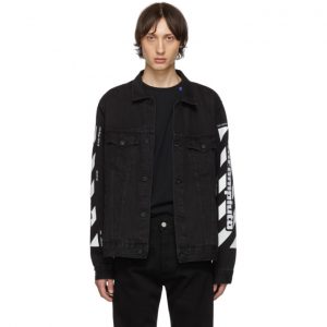 Off-White SSENSE Exclusive Black Denim Incomplete Jacket Off-White SSENSE Exclusive Black Denim Incomplete Jacket
