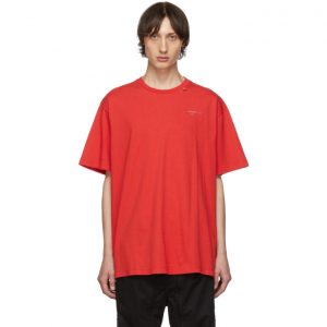 Off-White SSENSE Exclusive Red Unfinished Over T-Shirt Off-White SSENSE Exclusive Red Unfinished Over T-Shirt