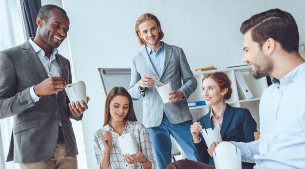 How Your Office Colleagues Affect Your Eating Habits Office Workers Eating Chinese Takeout