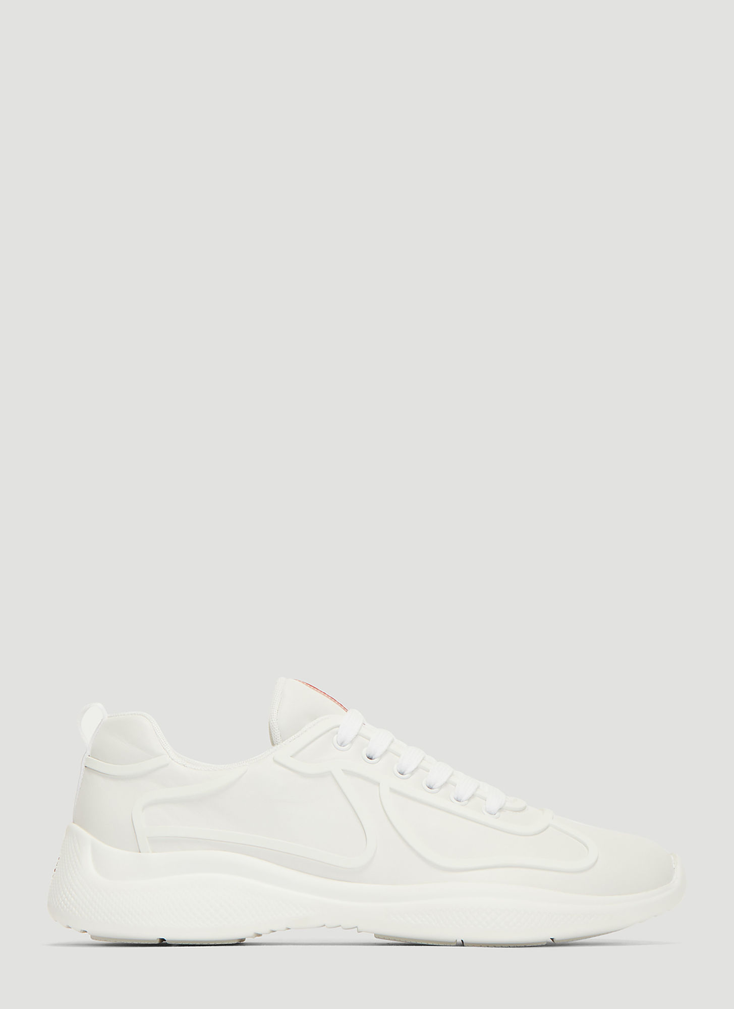 prada men's white americas cup patent leather sneakers