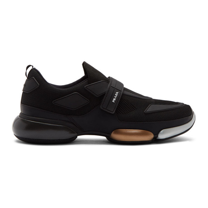 black shiny prada trainers